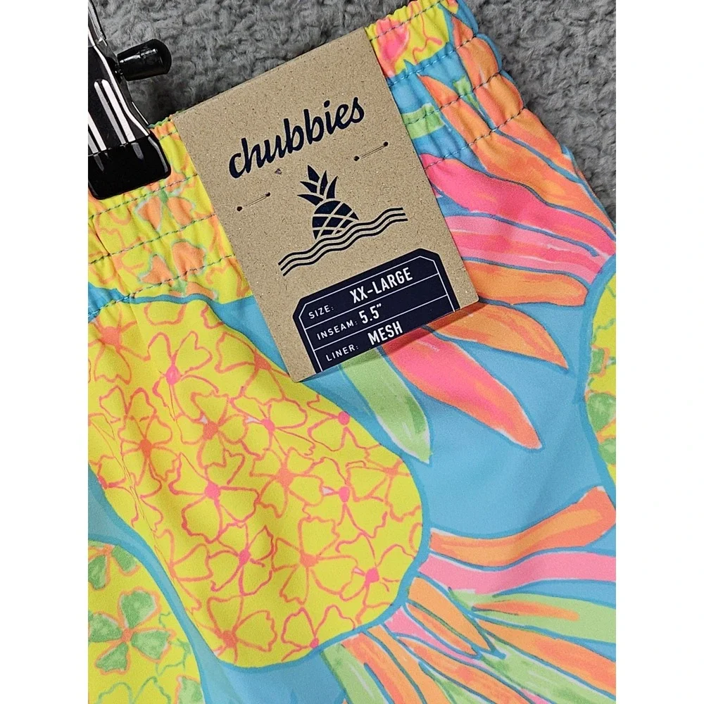 Chubbies The Hooligans Pineapple Swim Trunks Men's XXL  5.5